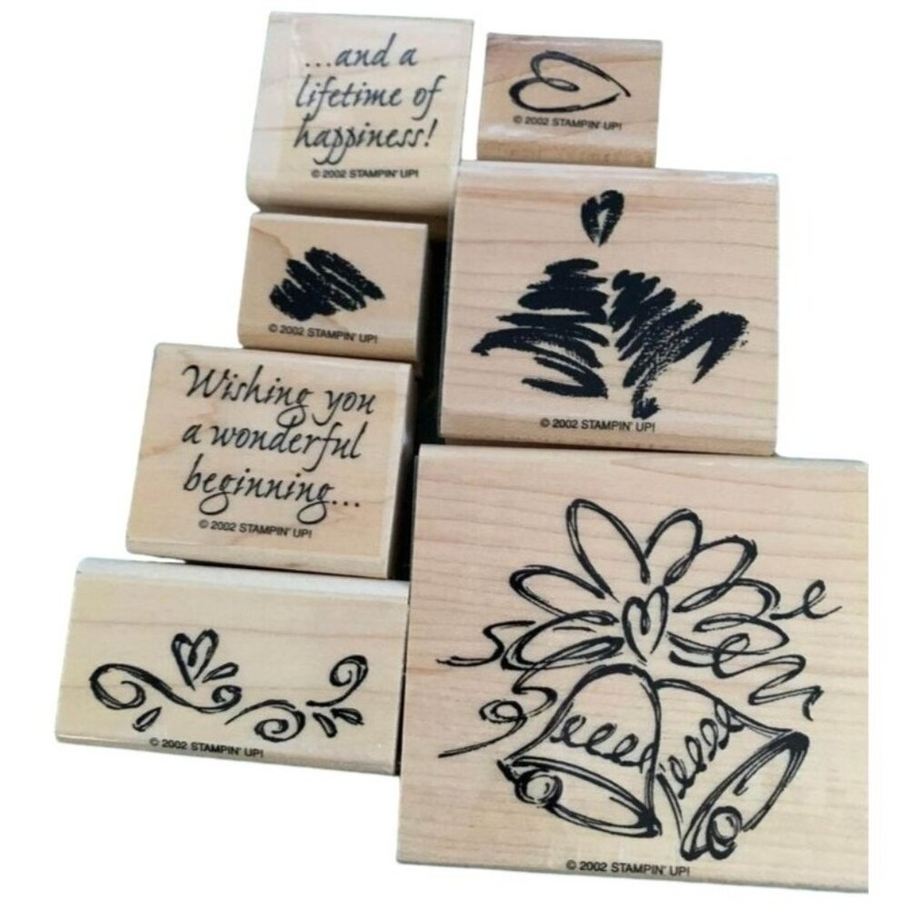 Stampin’ Up a Lifetime of Happiness 2002 Rubber Stamps Bridal Hearts Set